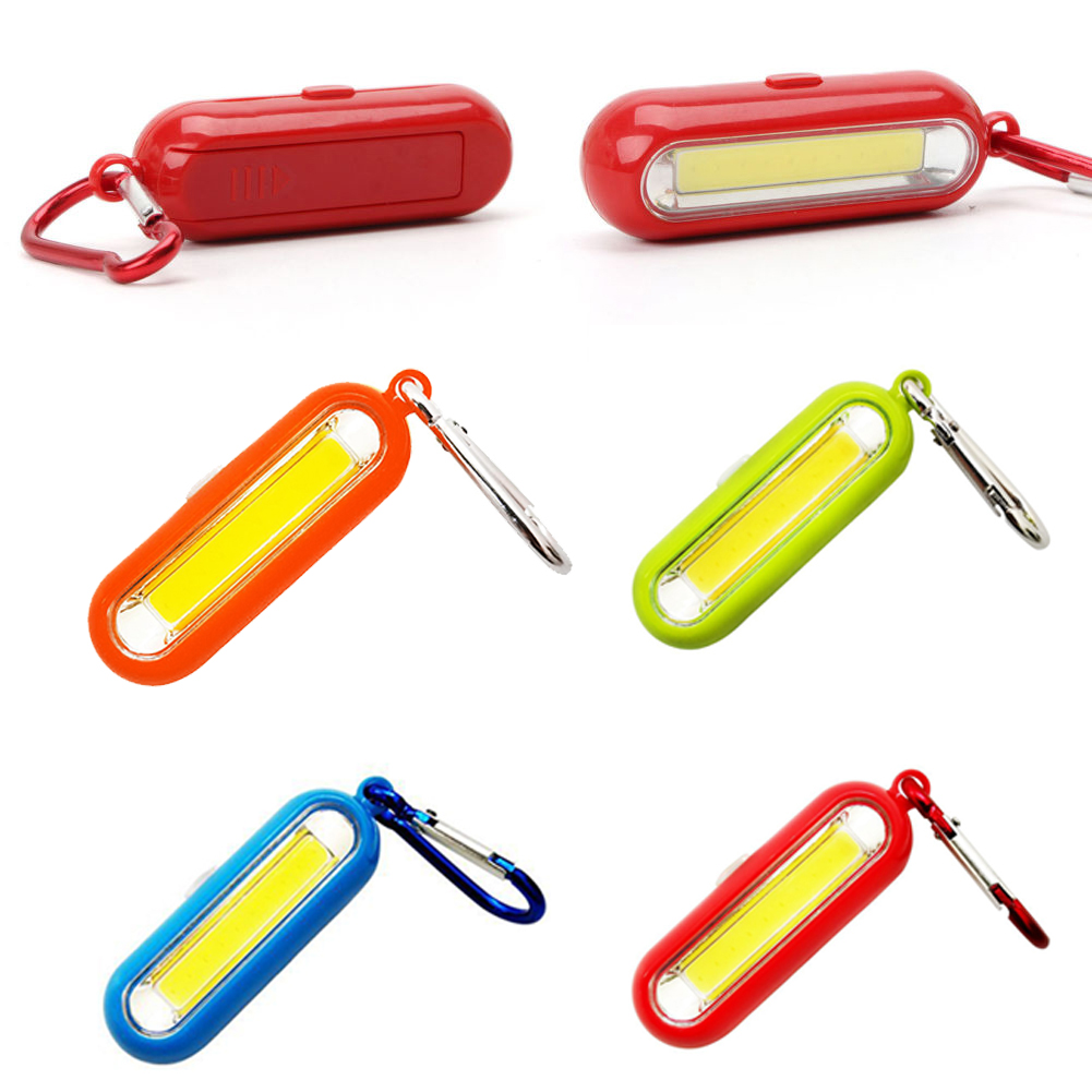 Portable Mini COB LED Flashlight Keychain Handy Lamp Carabiner Camping Light